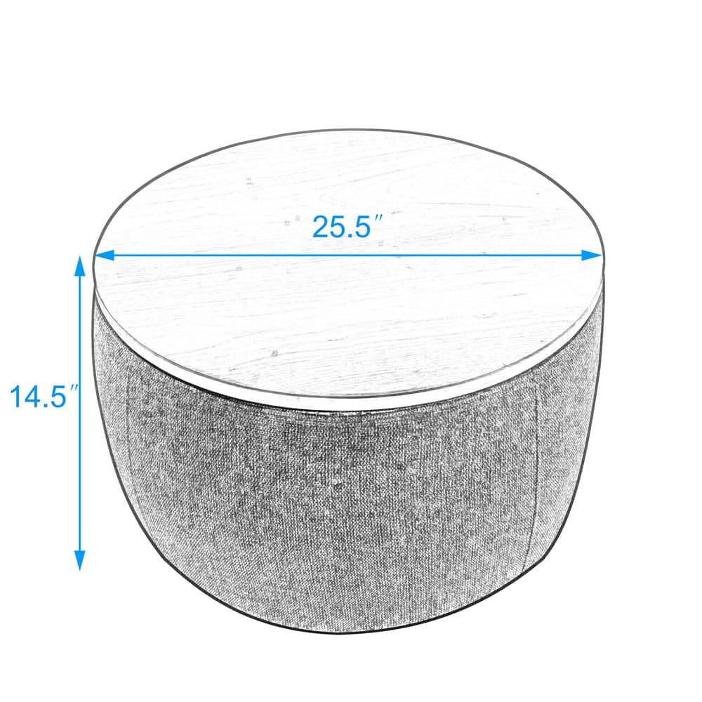 Dimension diagram of the round storage ottoman.