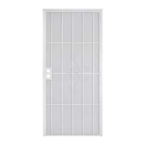 Sentinel 36 in. x 80 in. Universal/Reversible White Steel Surface Mount Security Door w/Galvanized Expanded Metal Screen