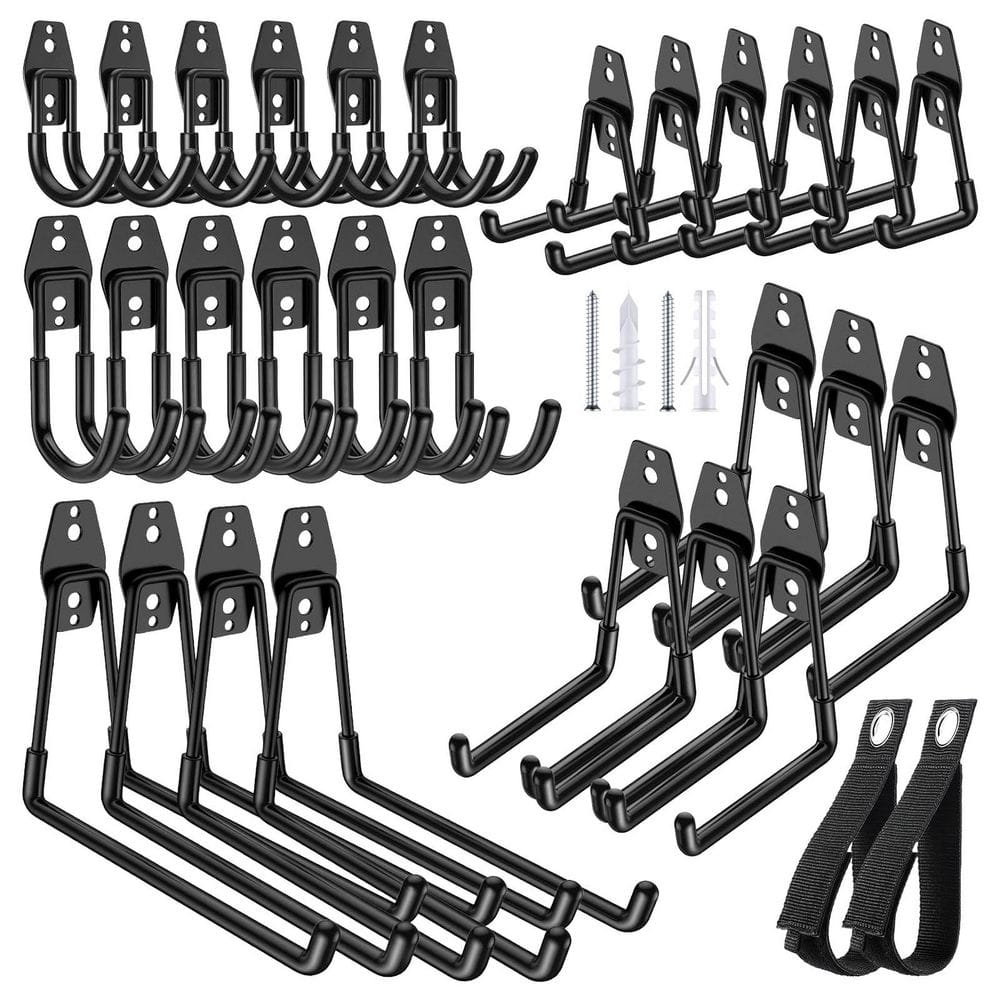 30 Pack Black Steel Anti-Slip Heavy Duty Wall Rack Garage Hooks with Screws for Hanging Ladders Bikes Tools price history on PriceWatchPro