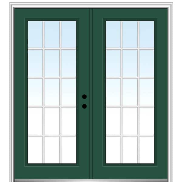 MMI Door 60 in. x 80 in. White Internal Grilles Left-Hand Inswing Full Lite Clear Glass Painted Steel Prehung Front Door
