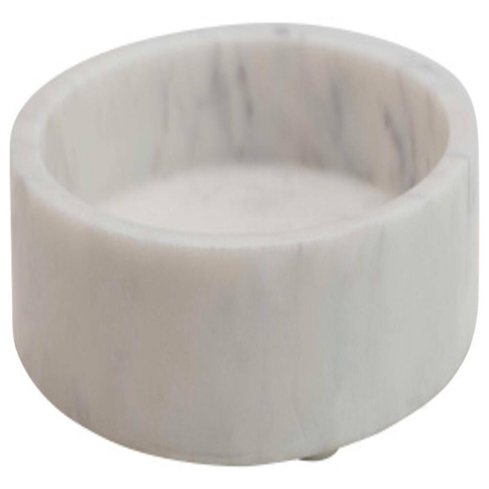 Elegant Minimalist White Marble Round Tray, 8"