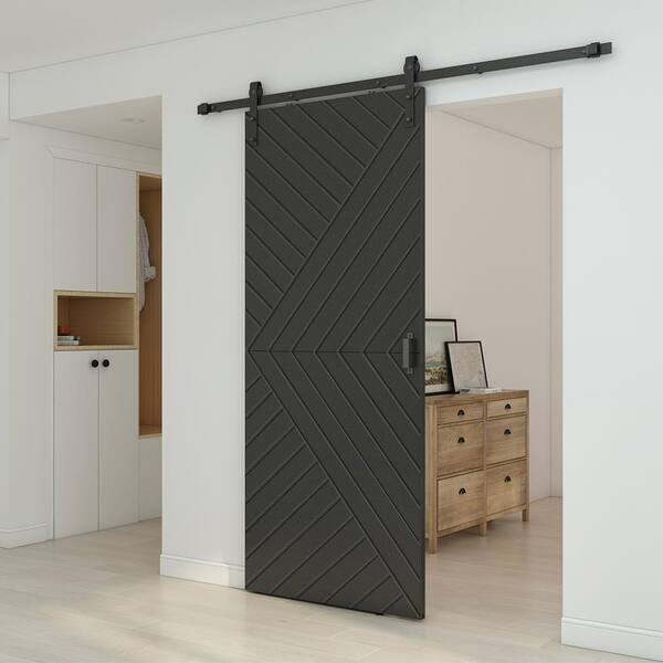CALHOME 36 in. x 84 in. Pre Assembled Black Painted Hollow MDF