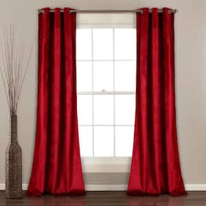 Red Velvet Grommet Room Darkening Curtain - 38 in. W x 84 in. L (Set of 2)