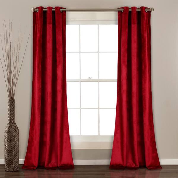 2 BRIGHT RED PANELS SILK THERMAL LINED BLACKOUT GROMMET WINDOW CURTAIN K32 84" 