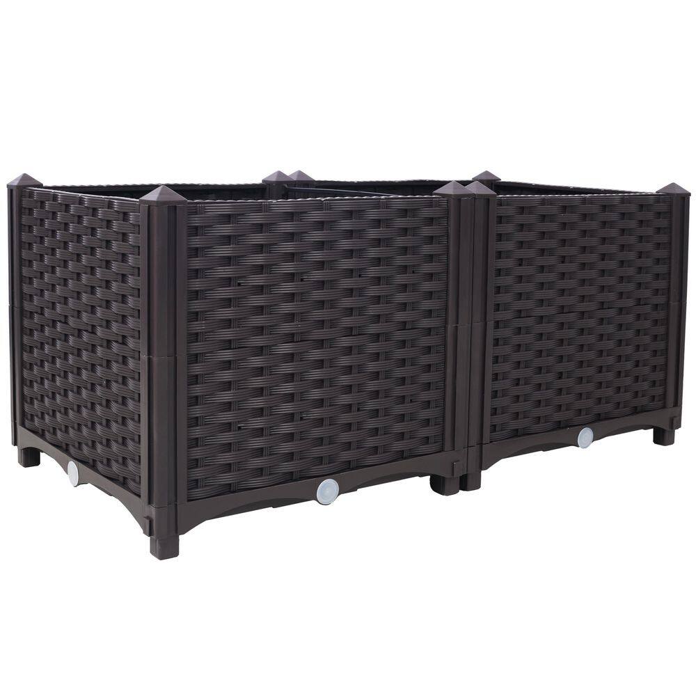 31.5 in. x 15 in. x 14 in. Brown PET Raised Garden Bed, Self-Watering Planter Box for Vegetables Flowers and Herbs price history on PriceWatchPro