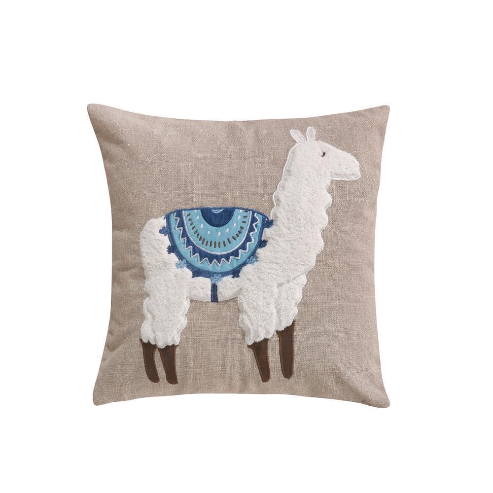 LEVTEX HOME Lillian Beige, White, Blue Detailed Embroidered Llamal