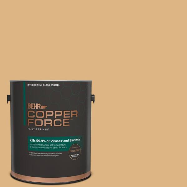 COPPER FORCE 1 gal. #HDC-CL-18 Cellini Gold Semi-Gloss Enamel Interior Virucidal & Antibacterial Paint & Primer