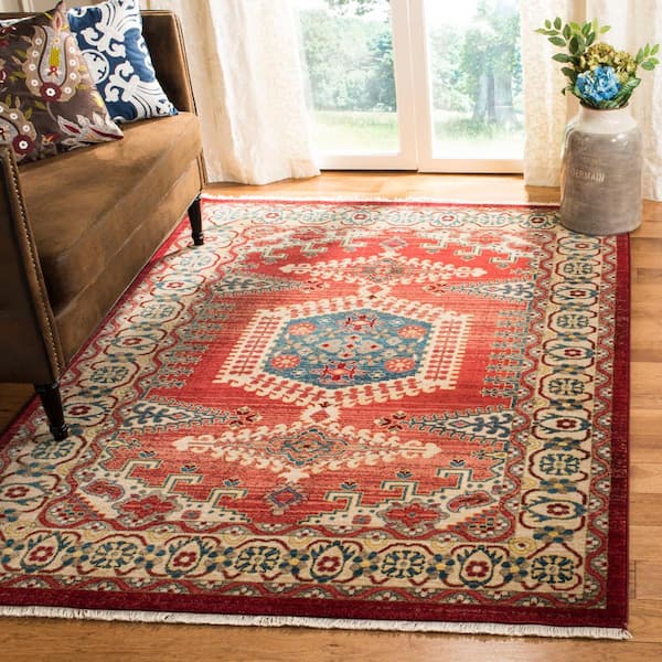Kashan 3 ft. x 5 ft. Red/Ivory Border Area Rug