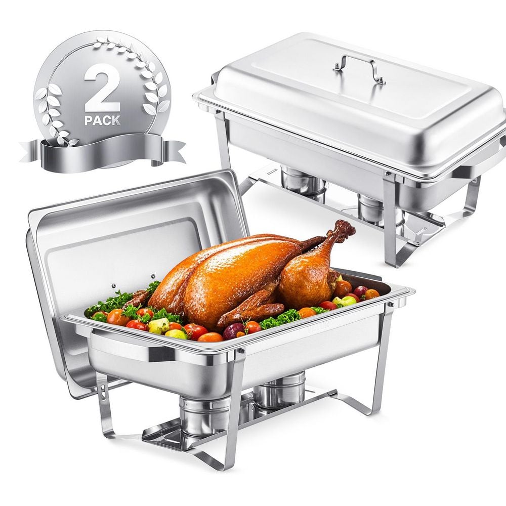SKYSHALO Chafing Dish Set 8 qt. Silver Stainless Steel Chafing