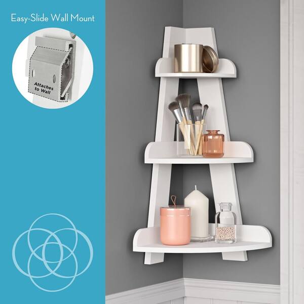 Amery 15.5 in. W Corner Ladder Wall Shelf in White Amery 15.5 in. W Corner Ladder Wall Shelf in White