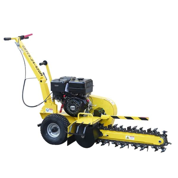 Manual Starting Trencher w/24" Max Trenching Depth, Powered with 420cc/15HP Professional Gasoline Engine