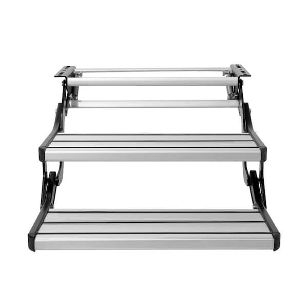 RV Steps, 2-Step, Manual Retractable RV Stairs, Foldable, 440 lbs. Load Capacity, Aluminum Alloy Steps