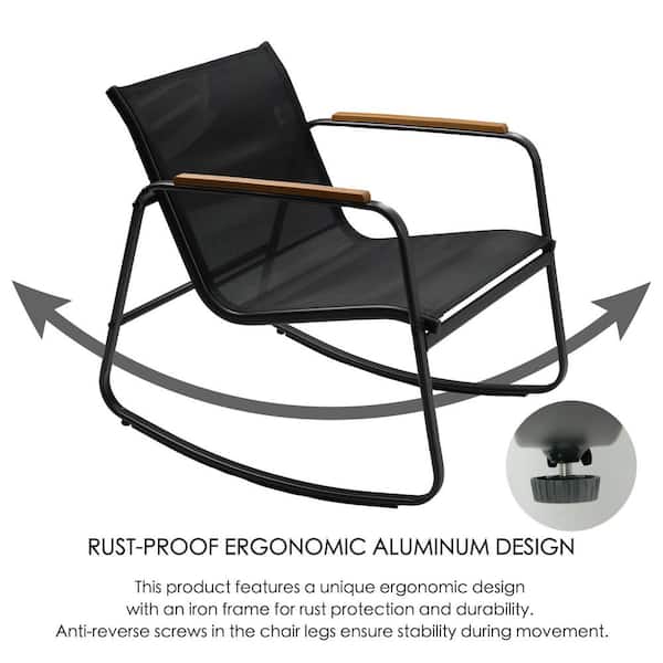 KOZYARD 4-Piece Metal Patio Conversation Set with Black Breathable Textilence Seating KZFR607BLK