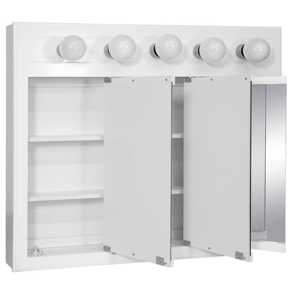 White Glossy 36" Medicine Cabinet with Lights and Mirrors