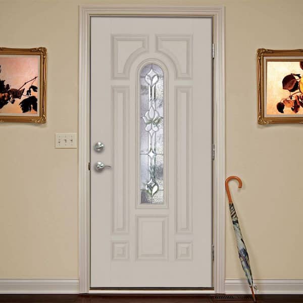37.5 in. x 81.625 in. Medina Zinc Center Arch Lite Unfinished Smooth Left-Hand Inswing Fiberglass Prehung Front Door