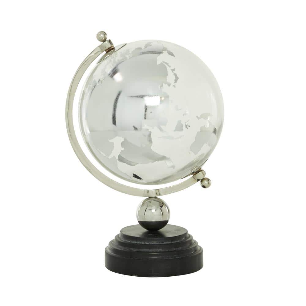 Elegant Silver Abstract Globe with Marble Base 8" x 13"
