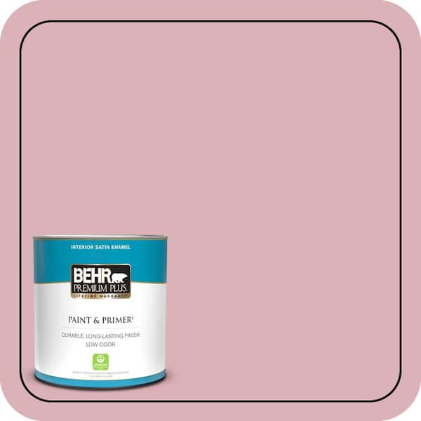 BEHR PREMIUM PLUS 1 qt. #ICC-54 Peony Satin Enamel Low Odor Interior Paint & Primer
