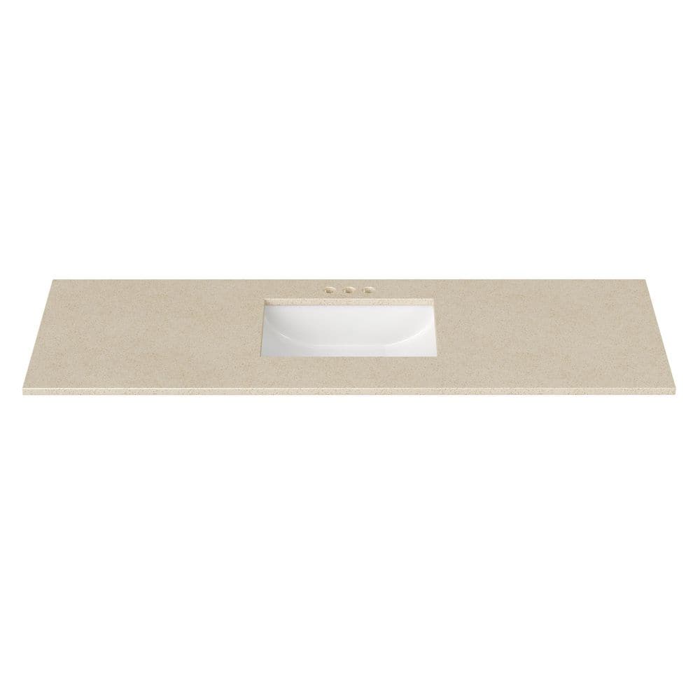 61 in. W x 22 in. D Cultured Marble Rectangular Undermount Single Basin Vanity Top in Winter Snow price history on PriceWatchPro