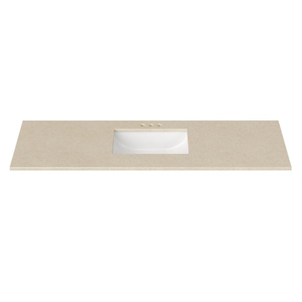 61 in. W x 22 in. D Cultured Marble Rectangular Undermount Single Basin Vanity Top in Winter Snow