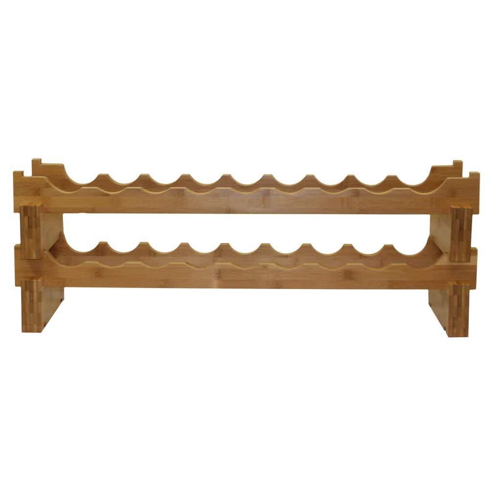 Oceanstar Medium Wood 18-Bottle Stackable Bamboo Wine Rack