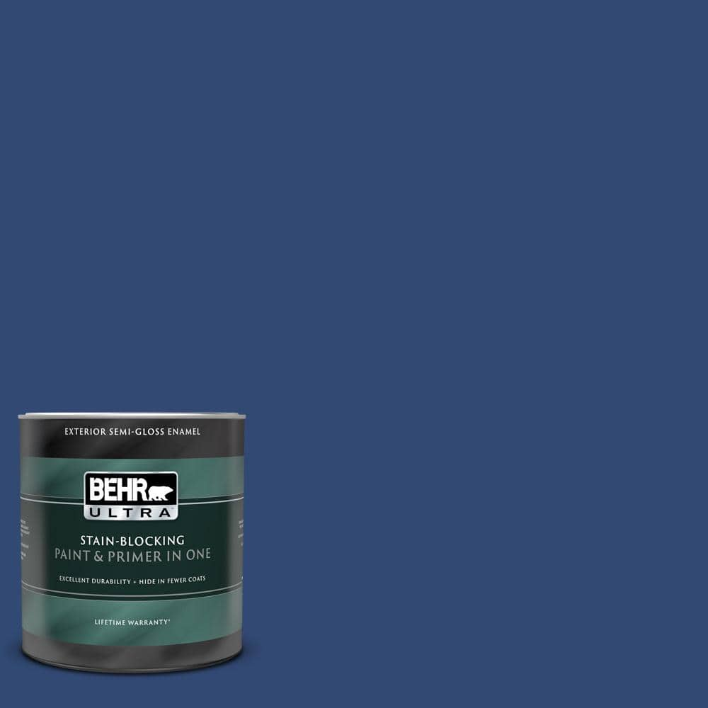 BEHR ULTRA 1 qt. #S-H-580 Navy Blue Semi-Gloss Enamel Exterior Paint ...