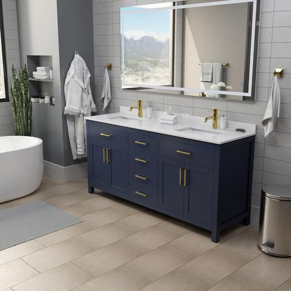 Wyndham Collection Beckett 66 In W X, Home Depot Double Vanity Blue Light