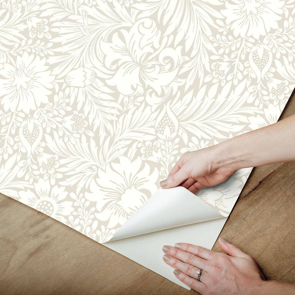Wicker Beige Floral Peel and Stick Wallpaper