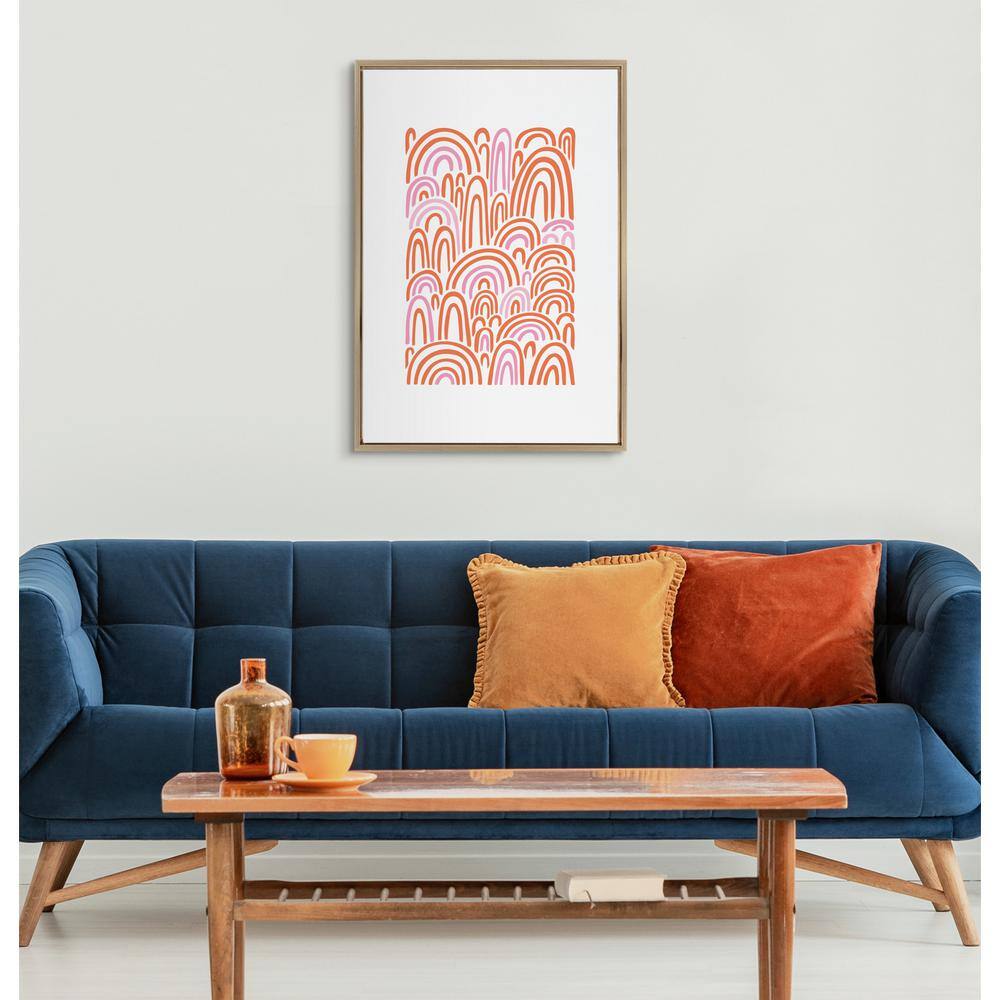 Gold Framed Abstract Infinite Rainbows Canvas Print, 23x33