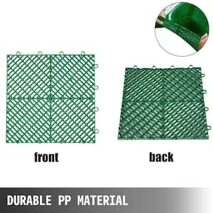 Interlocking Drainage Mat Floor Tiles Rubber Interlocking Gym Flooring Tiles 12 x 12 x 0.5 in. (55 Pcs, 55 sq ft Green)