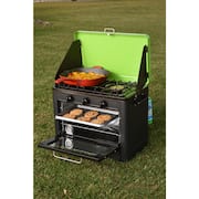 Portable Outdoor Propane Oven, Two Burner Stove Combo for Camping, RV, Tailgating, Trailer