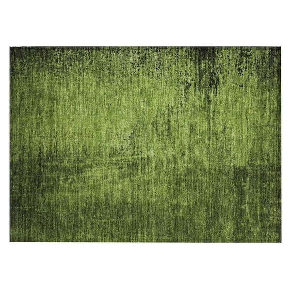 HomeRoots Green 2 ft. x 3 ft. Woven Abstract Rectangle Indoor/Outdoor Area Rug
