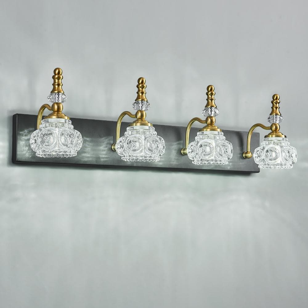 27.55 in. 4-Light BlackGold Vanity Light Clear Glass For Bathroom Mirror Bedroom Hallway Farmhouse price history on PriceWatchPro