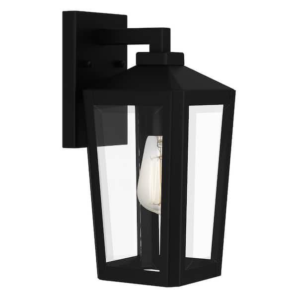 Quoizel Blomfield 1-Light Matte Black Hardwired Outdoor Wall Lantern Sconce