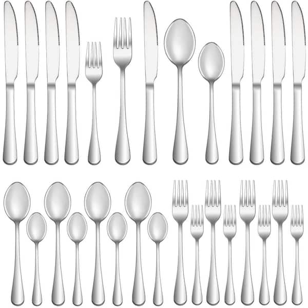 Stainless Steel Flatware Set with Mirror Polished, Fork, Knife and Spoon for Home Kitchen Eating, Silver (20-Pack)