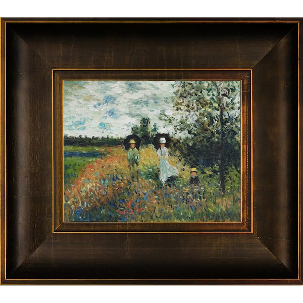 LA PASTICHE The Promenade Near Argenteuil by Claude Monet Veine D'Or Bronze Framed Nature Oil Painting Art Print 15 in. x 17 in.