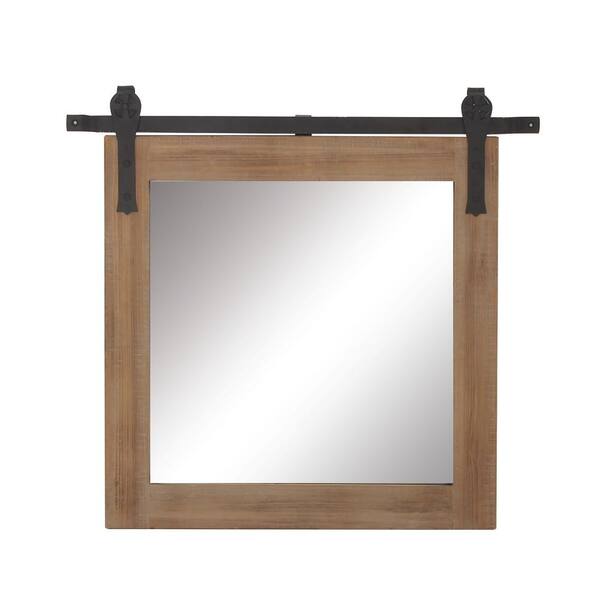 Litton Lane 31 in. x 31 in. Square Framed Brown Wall Mirror with Metal ...