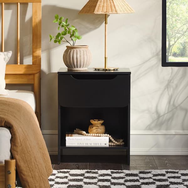 JAYDEN CREATION Leslie Mid-Century Modern Black 2-Drawer