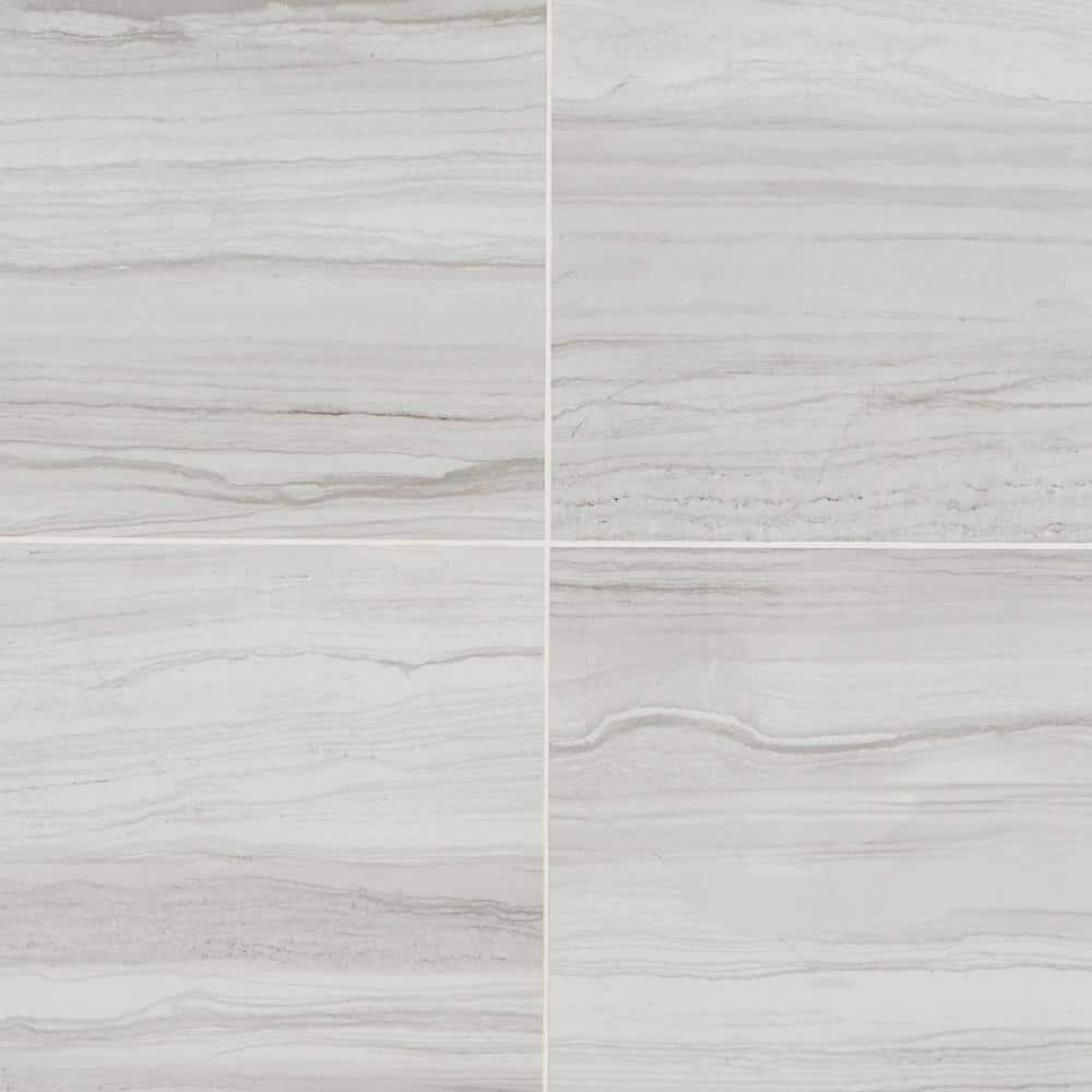Luminus White Polished Marble Look Large Format Porcelain Tile