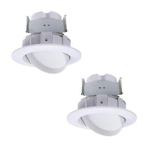 4 in. 2700K-5000K White Integrated LED Recessed Light Adjustable Gimbal Retrofit Trim with Selectable CCT (2-Pack)
