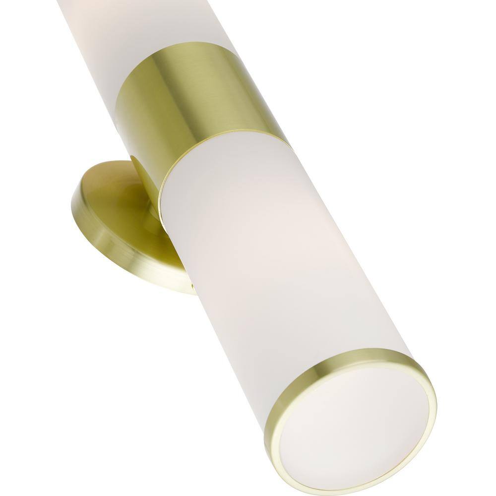 Crestmoor 18.5 in. 2-Light Satin Brass ADA Vanity Light with Satin Opal White Glass