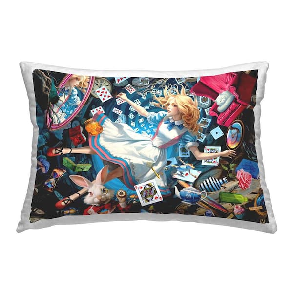 Stupell Industries Storybook Girl and Rabbit Multi-Color Abstract Polyester 14 in. x 20 in. Throw Pillow