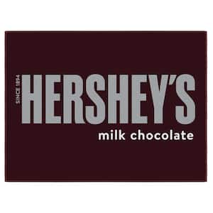 Hershey Brown 2 ft. 3 in. x 3 ft. Hershey Logo Washable Non-Slip Entryway Mat Man Cave Decor Bedroom Area Rug