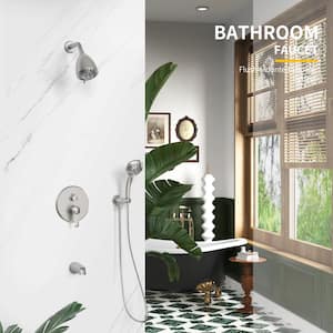 8-Spray Patterns with 1.8 GPM 4 in. Wall Mount Rain Fixed Shower Head in Brushed Nickel(Valve Included)