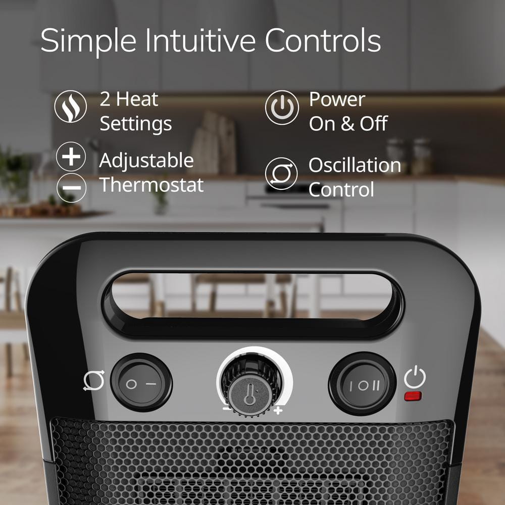 Lasko 12" Black Ceramic Electric Space Heater with Thermostat