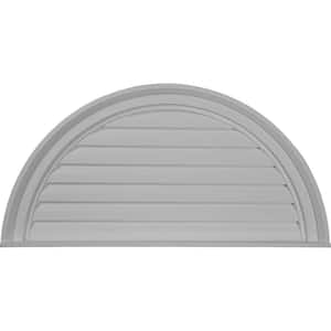 32 in. x 16 in. Half Round Primed Polyurethane Paintable Gable Louver Vent Non-Functional