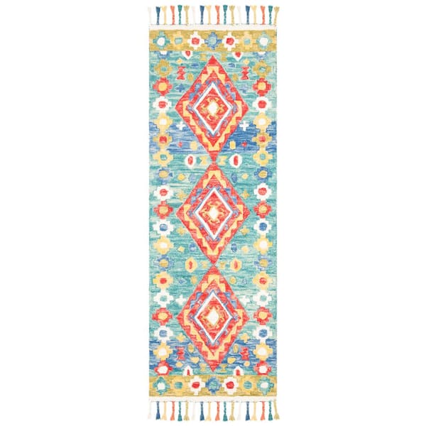SAFAVIEH Aspen Green/Red 2 ft. x 7 ft. Geometric Runner Rug