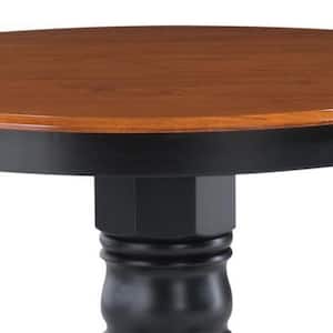 42 in. Round Black and Cottage Oak Dining Table