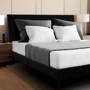 Alex Black Full Upholstered Platform Bed Frame with Headboard