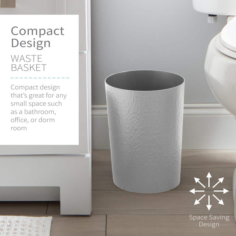 10 Liter Hammered Pewter Plastic Bathroom Trash Can
