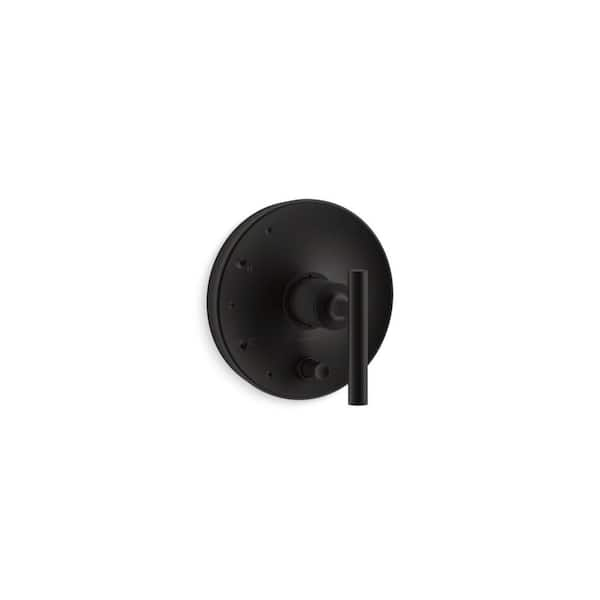 KOHLER Purist Rite-Temp Lever Handle 1-Handle Wall Mount Valve Trim Kit in Matte Black (Valve Not Included)